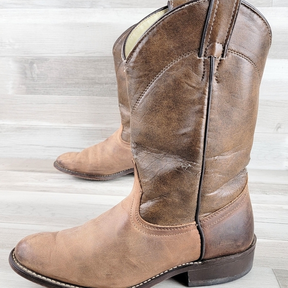 Laredo 2 Tone Brown Leather Western Cowgirl Boots Women's Size 8.5M USA Made - Picture 13 of 16